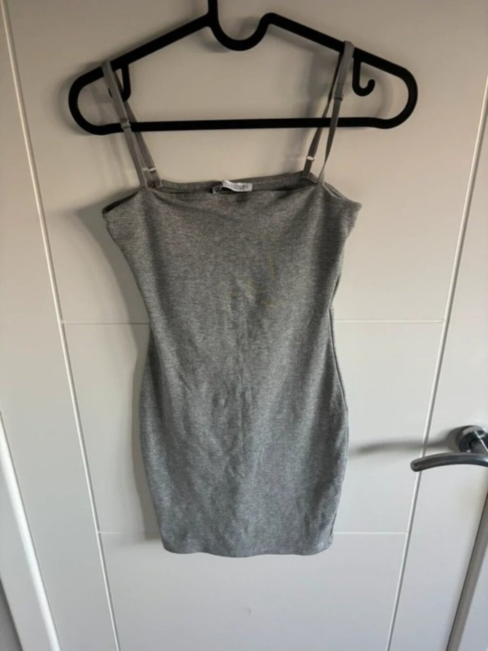 Women’s Gray Fitted Mini Dress with Spaghetti Straps S